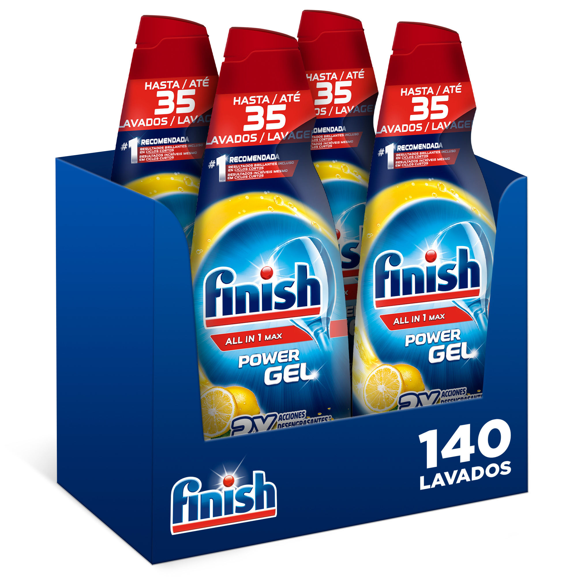 Pack 140 lavados Finish Gel para Lavavajillas All in One Max Limón