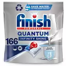 Pack 166 pastillas Finish Powerball Quantum Infinity Shine para el lavavajillas con protección del cristal
