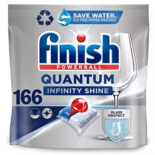 Pack 166 pastillas Finish Powerball Quantum Infinity Shine para el lavavajillas con protección del cristal