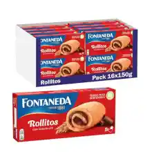 Pack 16x Fontaneda Rollitos de Bizcocho Crema de Chocolate