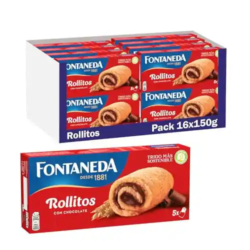 Pack 16x Fontaneda Rollitos de Bizcocho Crema de Chocolate