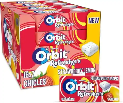 Pack 16x7 Chicles Orbit Refreshers Sin Azúcar fresa limón