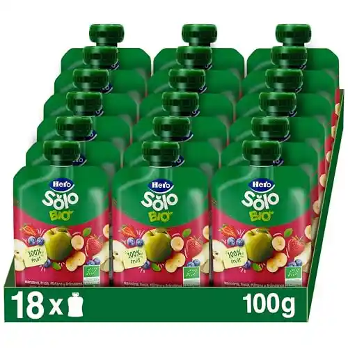 Pack 18x Hero Solo BIO Bolsitas Fruta 100g para bebés