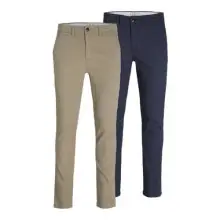 Pack 2 Pantalones Chinos Slim Jack & Jones de algodón con elastano
