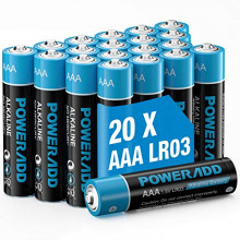 Pack 20 pilas alcalinas Poweradd AAA 1.5V LR03