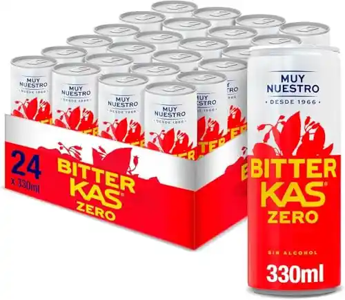 Pack 24 latas de Bitter KAS Zero 330 ml - Refresco Amargo Sin Azúcar y Sin Alcohol