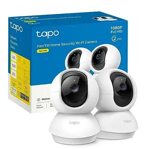 Pack 2x cámaras IP de vigilancia Tapo C200P2 WiFi 360° FHD 1080p Control Remoto Alexa