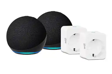 Pack 2x Echo Dot 5a Gen Alexa + 2x Enchufes Inteligentes WiZ