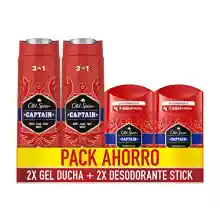 Pack 2x Gel de Ducha + 2x desodorantes Old Spice Captain