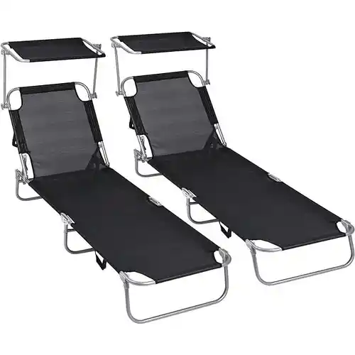 Pack 2x Tumbonas con Parasol Plegables