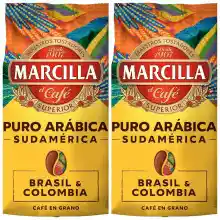 Pack 2x400g Café Grano Puro Arábica Marcilla Brasil & Colombia