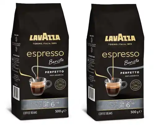 Pack 2x500g Café en Grano Natural 100% Arábica Lavazza, Espresso Barista Perfetto