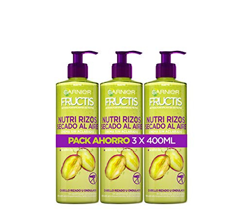 Pack 3 Garnier Fructis, Crema Sin Aclarado Nutri Rizos Secado al Aire