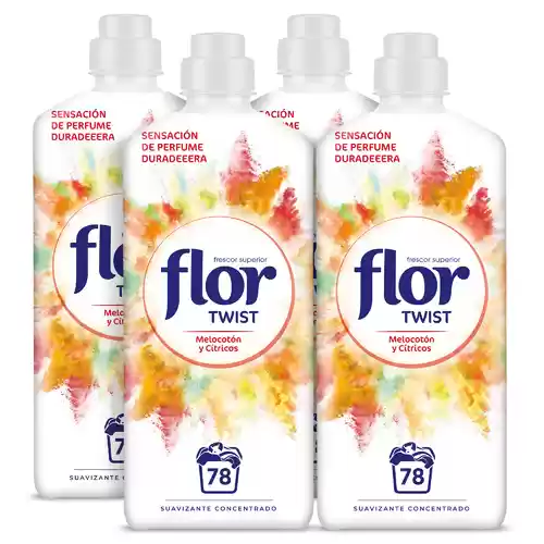 Pack 312 lavados Flor Twist Melocotón Suavizante Concentrado para la ropa (4 botellas de 78 lavados)