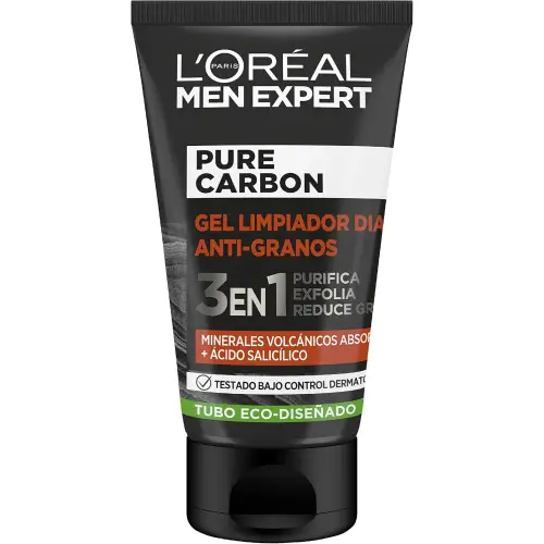Pack 3x Gel limpiador facial L'Oréal Paris Men Expert Pure Carbon Antigranos