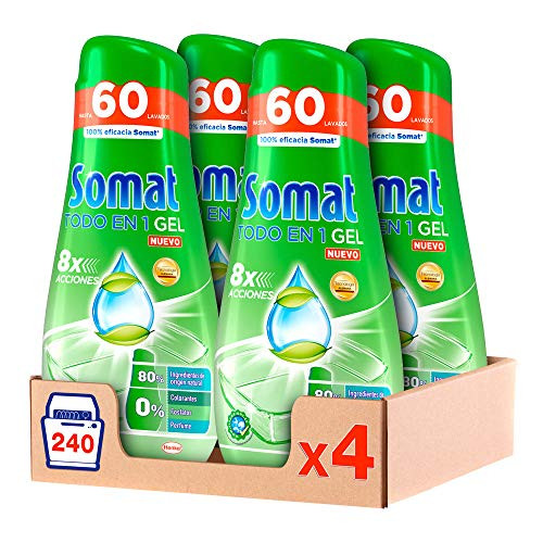 Pack 4 envases de Somat Todo en 1 Gel Lavavajillas Verde