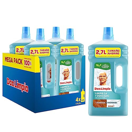 Pack 4 x 2.7 litros Don Limpio Superficies Delicadas Friegasuelos con PH  Seguro para Suelos de Madera, Piedra y Marmol