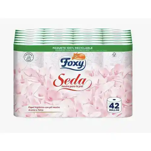 Pack 42 rollos de papel higiénico FOXY Seda 3 capas