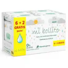 Pack 480 Toallitas Bebé mi bollito Aqua Pure piel sensible