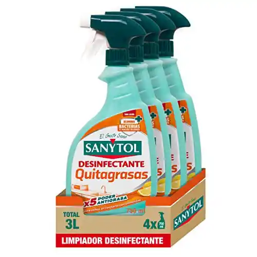 Pack 4x Quitagrasas Cocina 750ml Sanytol