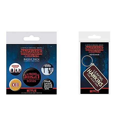 Pack 5 chapas + llavero Stranger Things