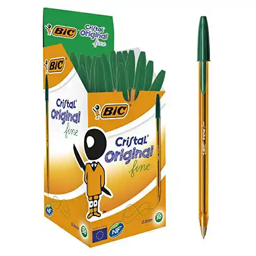 Pack 50 bolígrafos BIC Cristal punta fina (0.8 mm) Verde