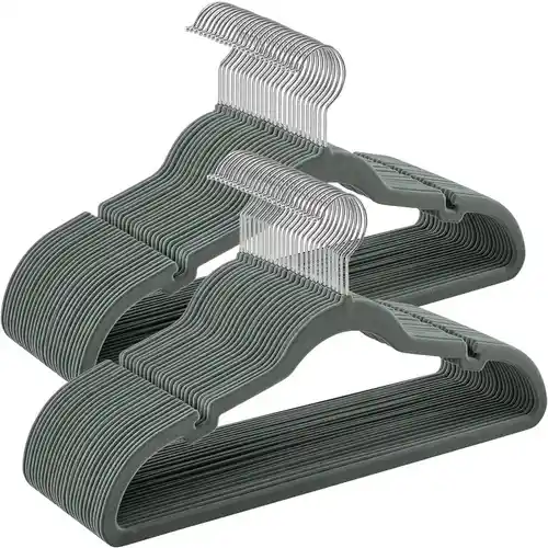 Pack 50x Perchas terciopelo Songmics antideslizantes con barra para pantalones