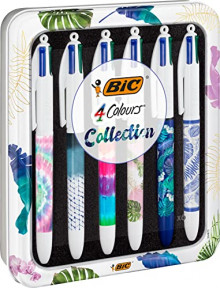 Pack 6 bolígrafos BIC 4 Colores Decors Botanical y Tie Dye