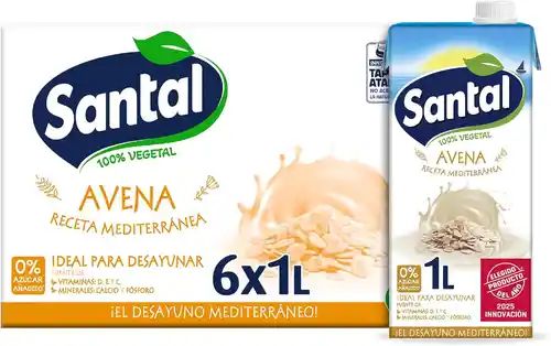 Pack 6 envases de Bebida vegetal de avena sin azúcar 1L de Santal