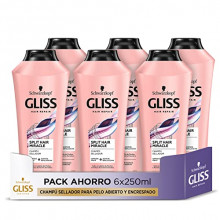 Pack 6 envases de champú sellador para pelo abierto y encrespado Schwarzkopf Gliss -