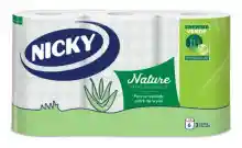 Pack 6 Rollos de Papel Higiénico Nicky Nature 3 Capas Aloe Vera