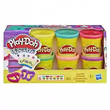 Pack 6x Botes Play-Doh de Plastilina Brillante