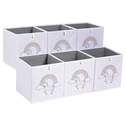 Pack 6x Cubos de almacenamiento de tela, plegables, Amazon Basics