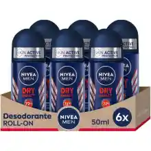 Pack 6x Desodorante Roll-on NIVEA MEN Dry Impact 50ml