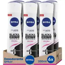 Pack 6x NIVEA Black & White Invisible Original Spray Desodorante 200ml