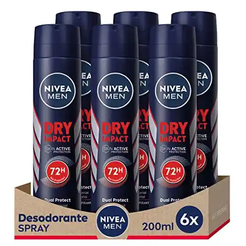 Pack 6x200ml desodorantes NIVEA MEN Dry Impact Spray