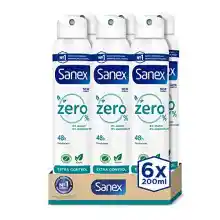 Pack 6x200ml Sanex Zero% Extra Control Desodorante Spray, 0% Alcohol y 0% Sales de Aluminio