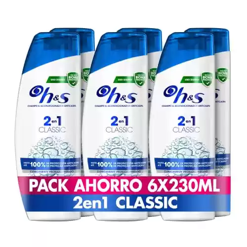 Pack 6x230 ml champú y acondicionador H&S Anticaspa 2in1 Classic