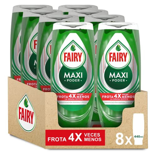 Pack 8 envases de Fairy Maxi Poder Líquido Lavavajillas 440ml (compra recurrente)
