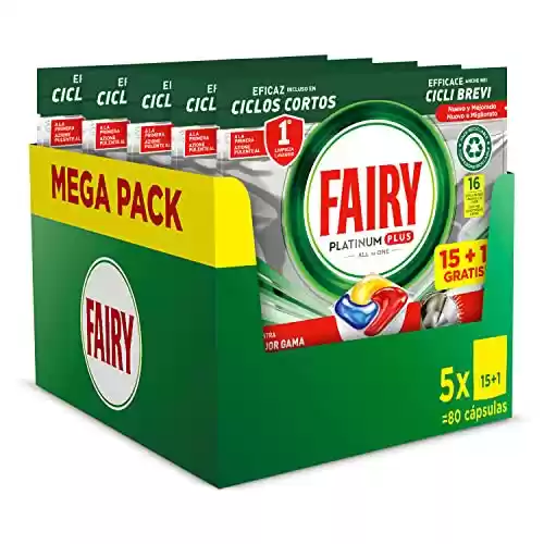 Pack 80 cápsulas Fairy Platinum Plus Todo En Uno Limón
