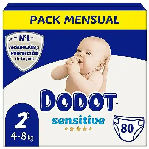 Pack 80x Pañales Dodot Sensitive Talla 2 (4-8 kg)