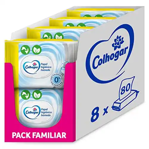 Pack 8x Papel Higiénico Húmedo Desechable Colhogar (640 Toallitas)