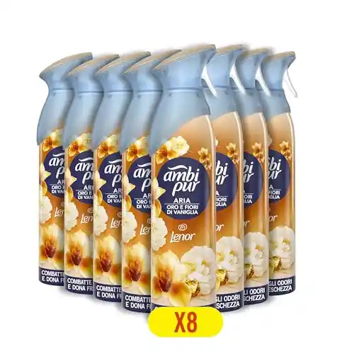 Pack 8x185ml Ambientador Spray Ambipur Orquídea Dorada