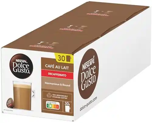 Pack 90 Cápsulas Nescafé Dolce Gusto Café con Leche Descafeinado