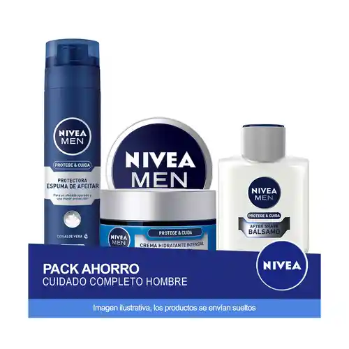 Pack ahorro NIVEA MEN Protege & Cuida: Espuma de Afeitar + Crema Hidratante + After Shave + Crema NIVEA MEN