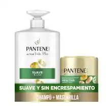 Pack Champú Pantene Pro-V suave y liso 1L + Mascarilla Protectora De Keratina 500ml