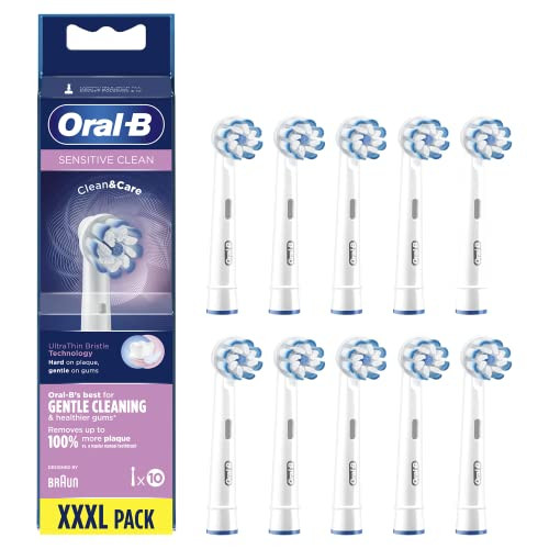 Pack de 10 Cabezales Oral-B Sensitive Clean Recambios Cepillo de Dientes Eléctrico