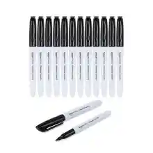 Pack de 12 rotuladores permanentes Amazon Basics, negros