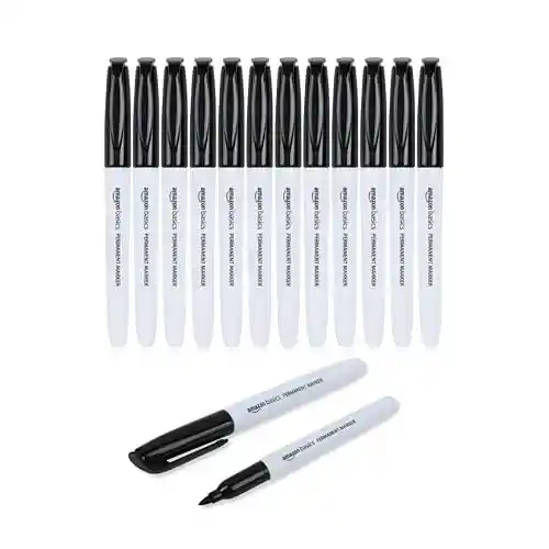 Pack de 12 rotuladores permanentes Amazon Basics, negros