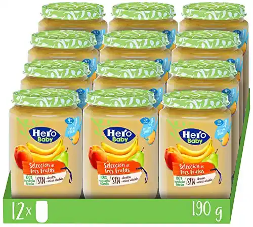 Pack de 12 Tarritos Hero Baby con selección de 3 frutas